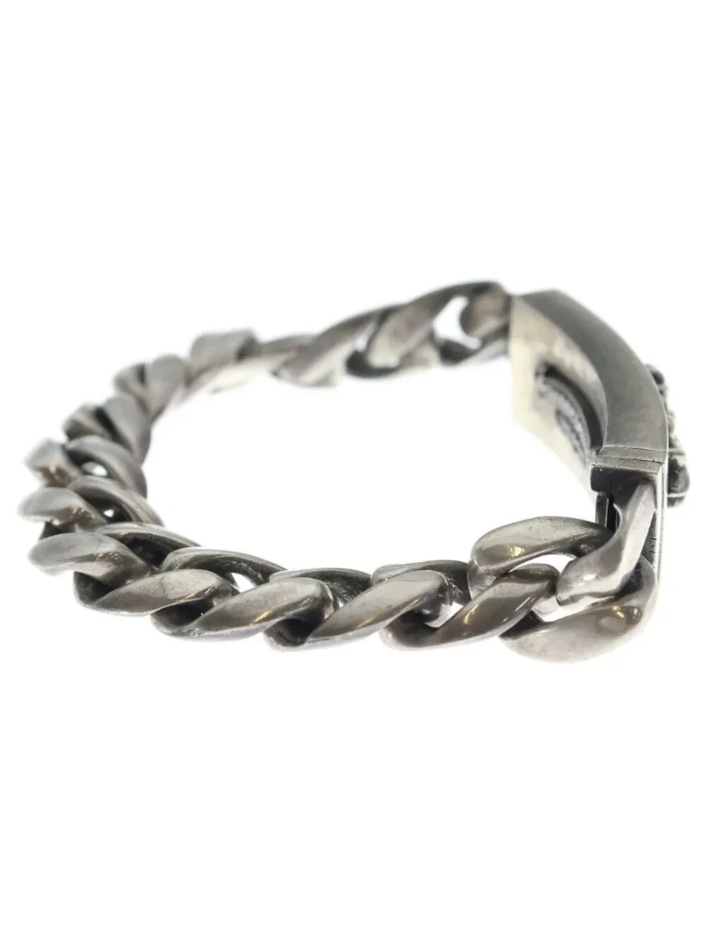 Chrome Hearts ID Floral Crs Cross ID Classic Link Bracelet Silver
